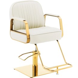 Fotel fryzjerski barberski kosmetyczny z podnóżkiem Physa STAUNTON - kremowo - złoty