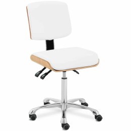 Krzesło kosmetyczne z oparciem regulowane DAVOS - drewno biały