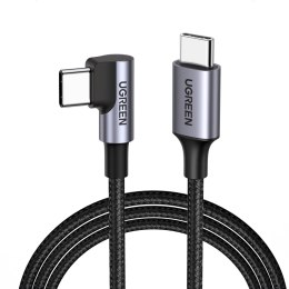 Kabel przewód kątowy USB-C w oplocie 480Mb/s 0.5m czarno szary