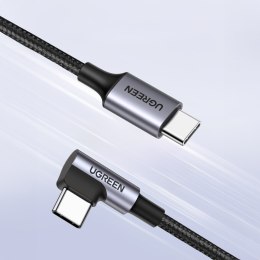 Kabel przewód kątowy USB-C w oplocie 480Mb/s 0.5m czarno szary