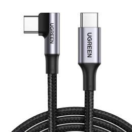 Kabel przewód kątowy USB-C w oplocie 480Mb/s 2m czarno szary