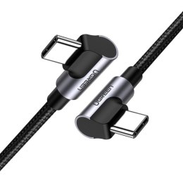 Kabel przewód kątowy podwójny 2x USB-C PD QC 60W 3A 2m czarny