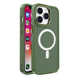 Magnetyczne etui z MagSafe do iPhone 15 Plus otworki pod smycz zielone