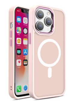 Magnetyczne etui z MagSafe do iPhone 15 Pro Max otworki pod smycz różowe
