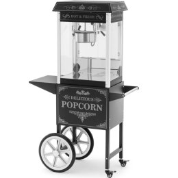 Profesjonalna maszyna do popcornu na wózku z oświetleniem RETRO 88 l 1600 W czarna
