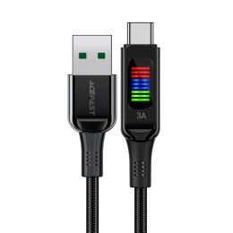 Kabel przewód USB-A - USB-C 60W z wyświetlaczem 1.2m czarny