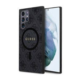 Guess 4G Collection Leather Metal Logo MagSafe - Etui Samsung Galaxy S24 Ultra (czarny)